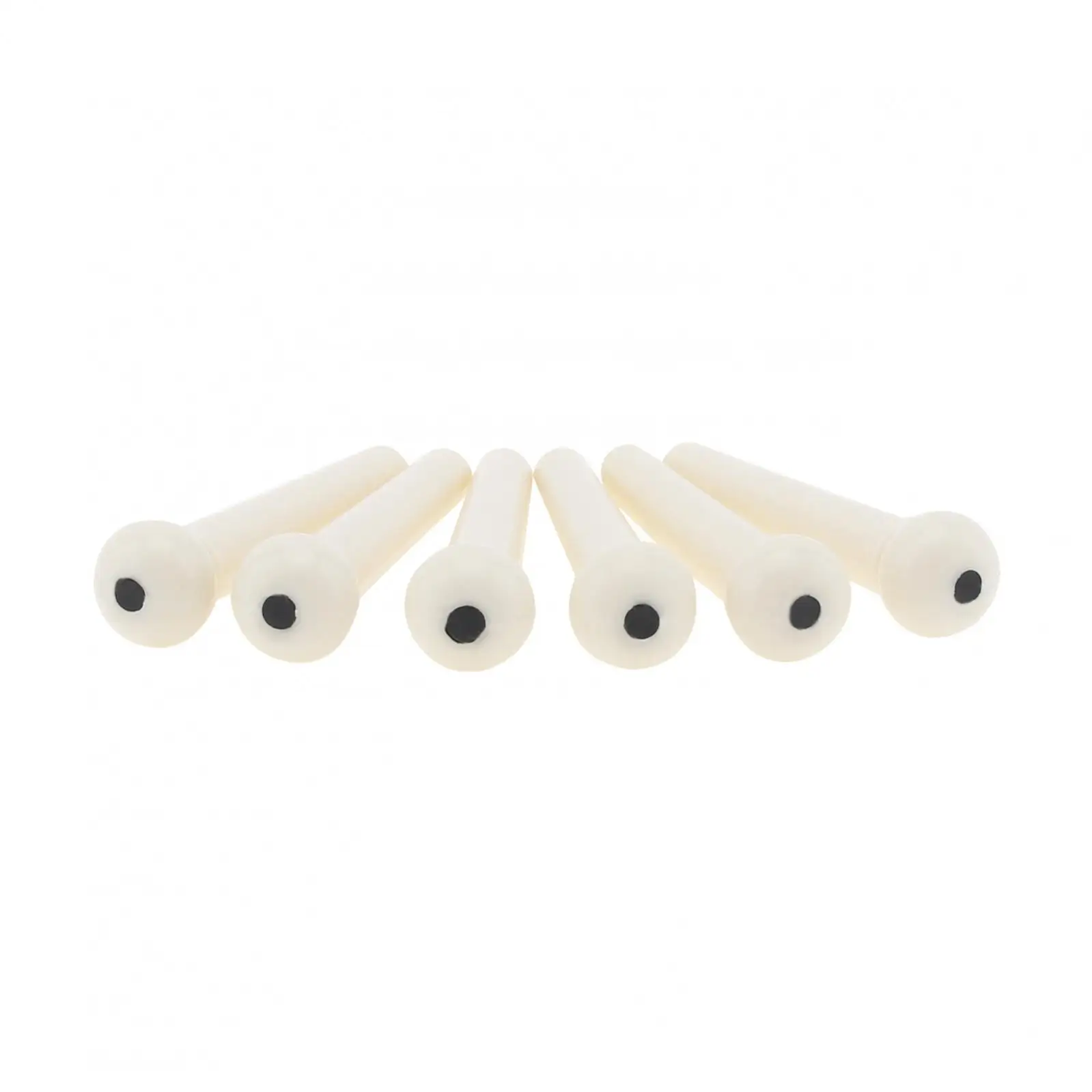 6pcs/lot White ABS Plastic Top Black Dot Acoustic Guitar Bridge Pins, Guitar Pegs Replacement