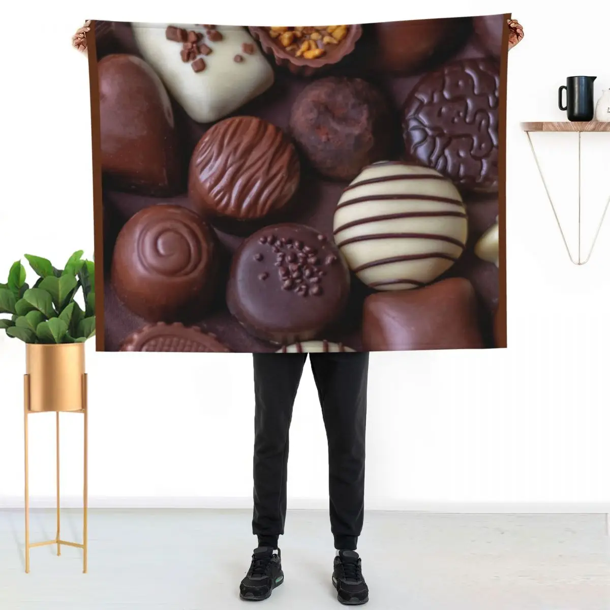 Assortment of fancy chocolates Throw Blanket Comforter Sofas Hair blankets ands Custom Bed Fashionable Blankets