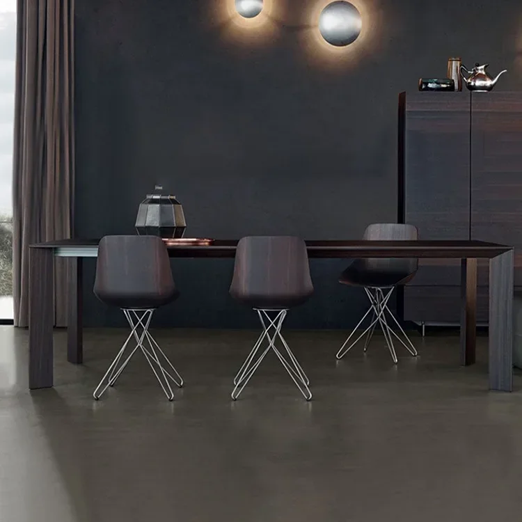 Rectangle household modern simple light luxury smoked ash wood table