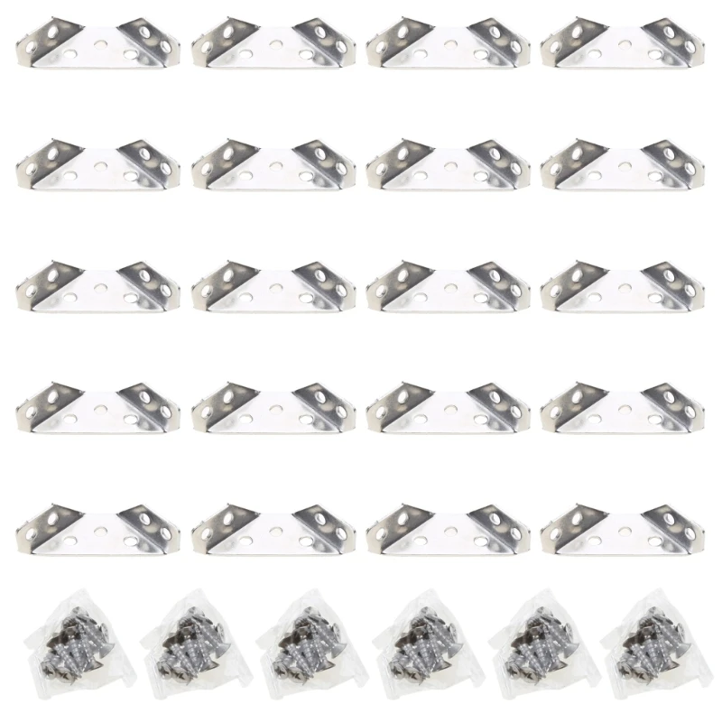 

20Pcs Stainless Steel Corner Brackets Invisible Shelf Brackets Support for Cupboard Cabinet Chair Furniture Fixing Dropship