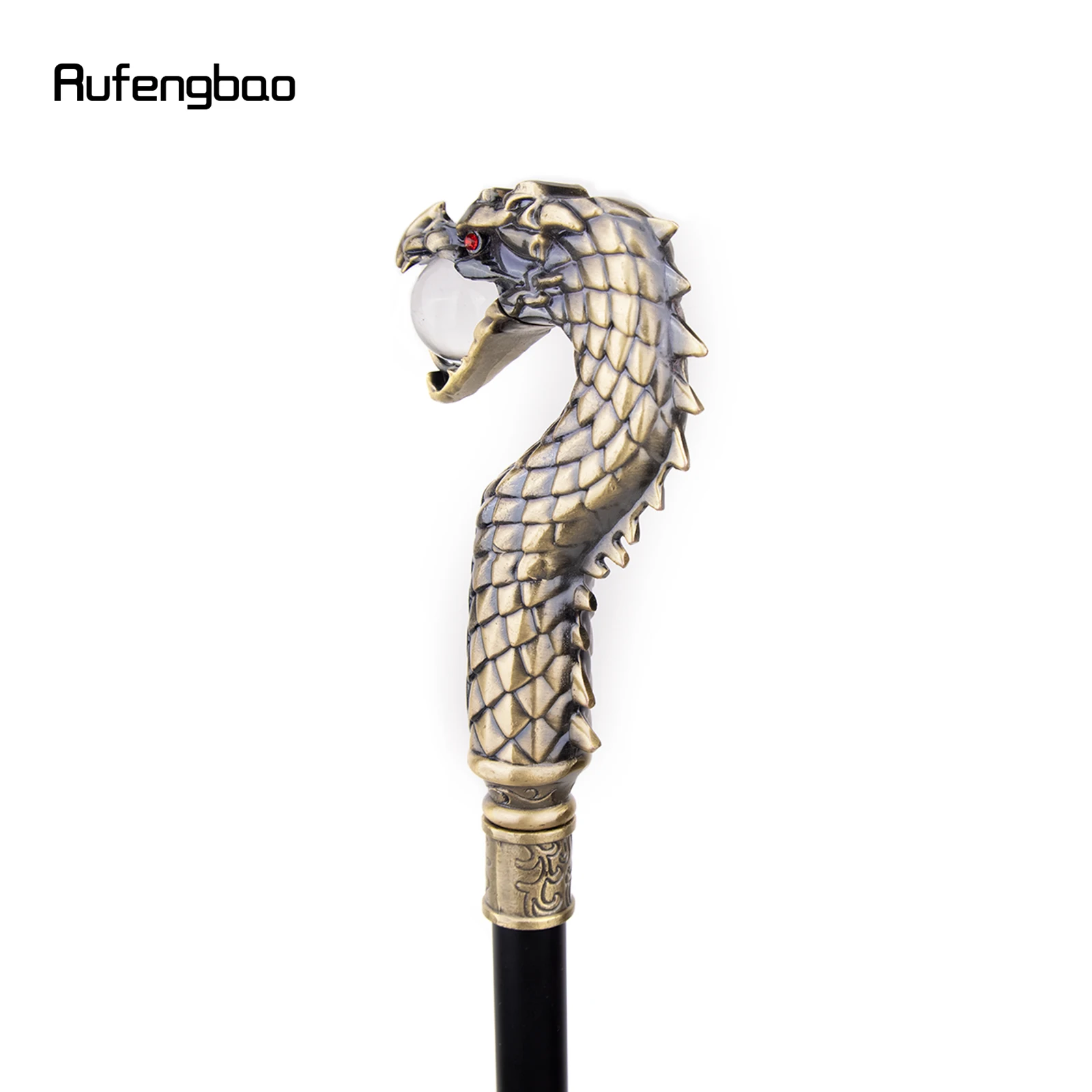 Golden Dragon Head Bite Ball Fashion Walking Stick Decorative Stick Cospaly Vintage Party Fashionable Walking Cane Crosier 93cm