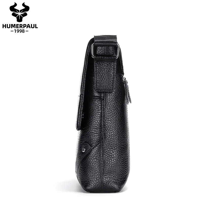 HUMERPAUL Men\'s Crossbody Bag, Casual Genuine Leather Male Bag, Large Capacity Sling Shoulder Bag Handbag