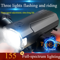 LED Bicycle Front Light Super Bright Bicycle Light Rechargeable Bike Flashlight 3 Level Dimmable Bike Safety Lamp for Emergency