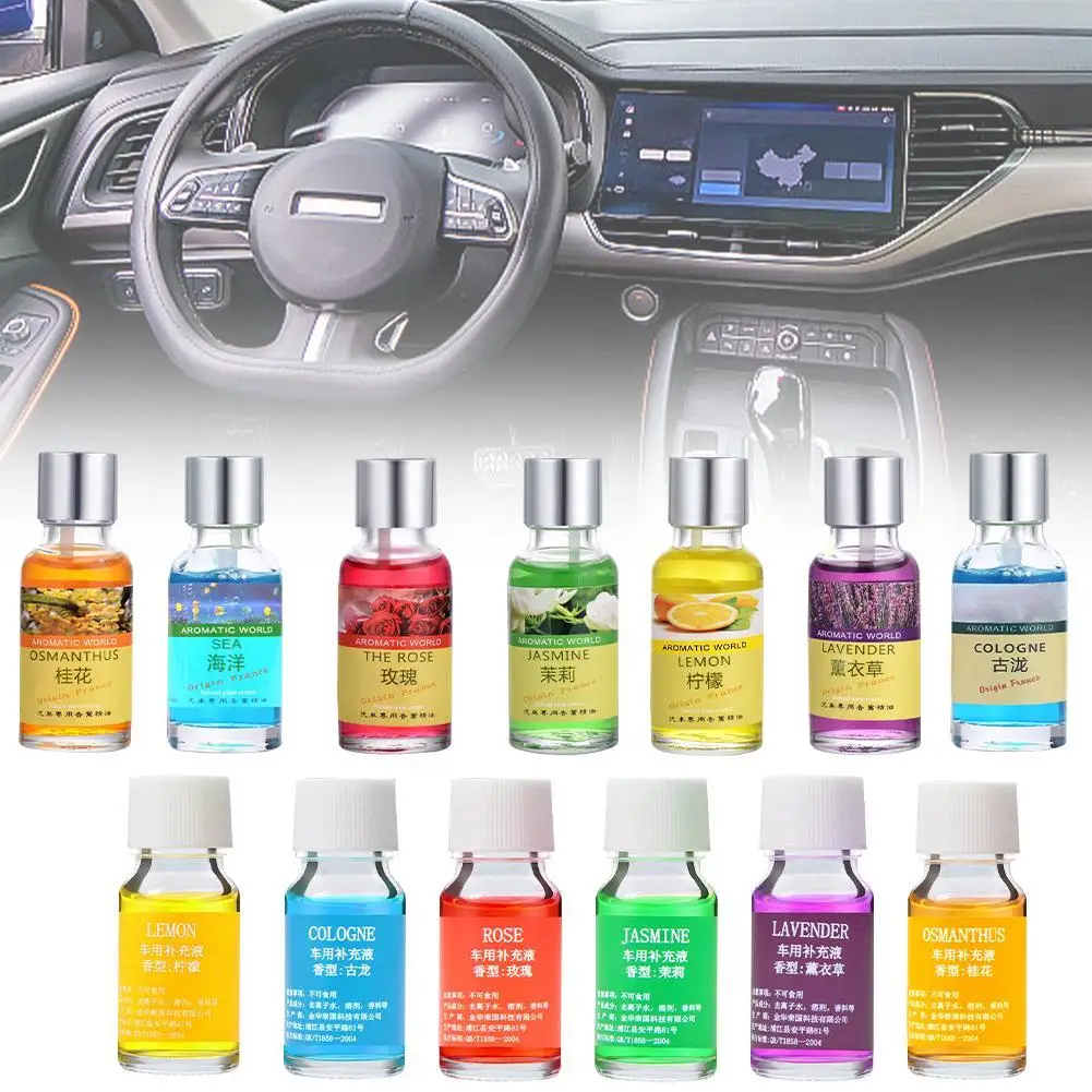 Car Air Fresheners Perfume Refill 10ml Car Outlet Oil Natural Plant Essential Car Interior Air Freshener Diffuser Fragrance