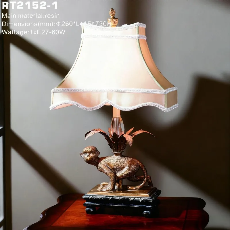 Luxury Antique Brass Elephant Table Lamp Vintage Creative Art Deco Bedside Lamp Hotel Villa Night Lamp