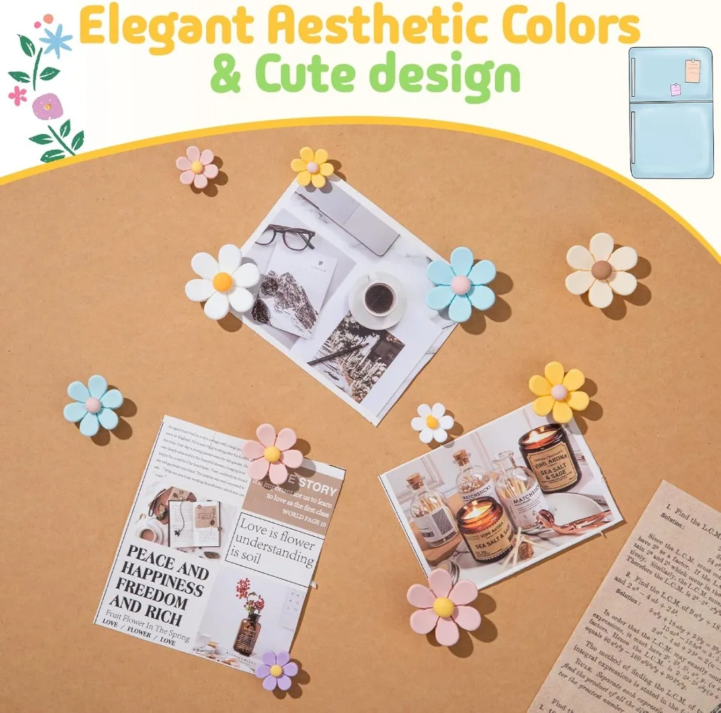 16-Pack 3D Flower Fridge Magnets – Strong, Colorful Decor for Kitchen, Office & Whiteboards