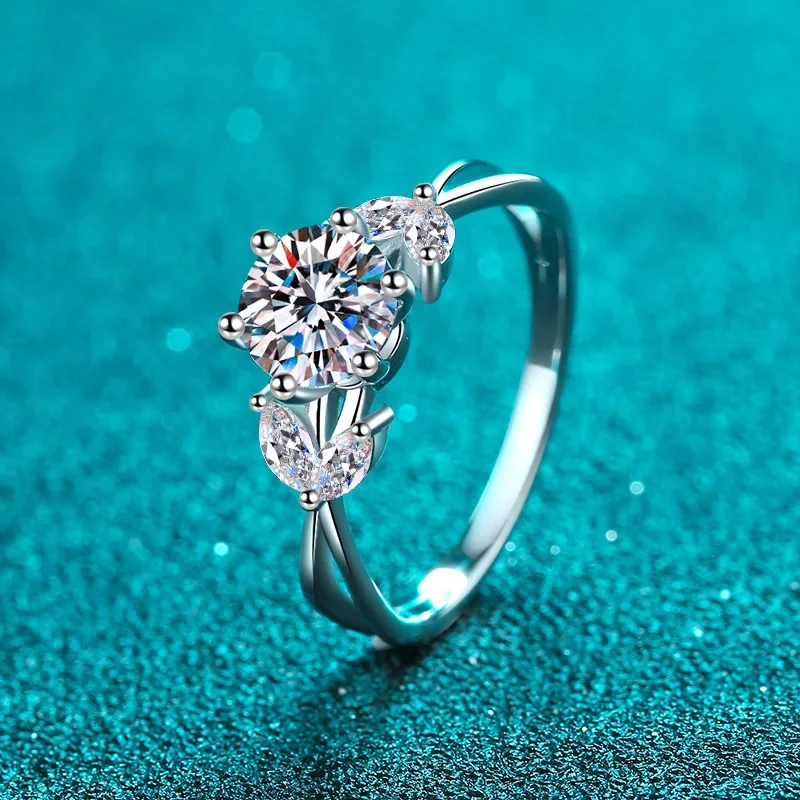

Sparkling 1ct Moissanite Diamond Rings for Women Solitaire Genuine 925 Sterling Silver Designer Luxury Wedding Fine Jewelry