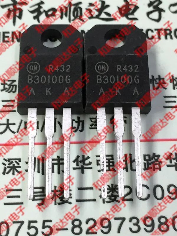 Original New / 5pcs / MBRF30100CTG  B30100G  TO-220F 100V 30A