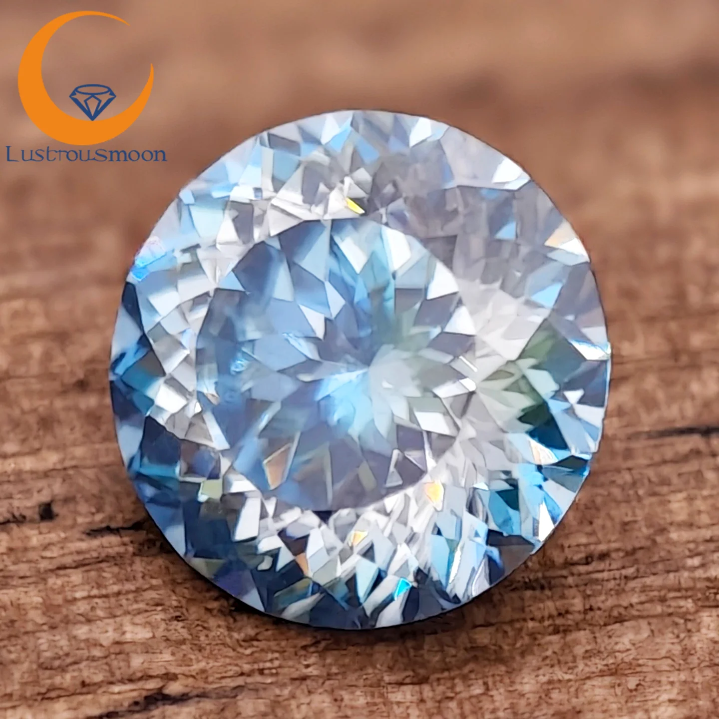 

Aquamarine Color Round Shape Moissanite Loose Stone 100 Faceted Cut GRA Report VVS1 Beads for Jewelry Making Christmas Gift