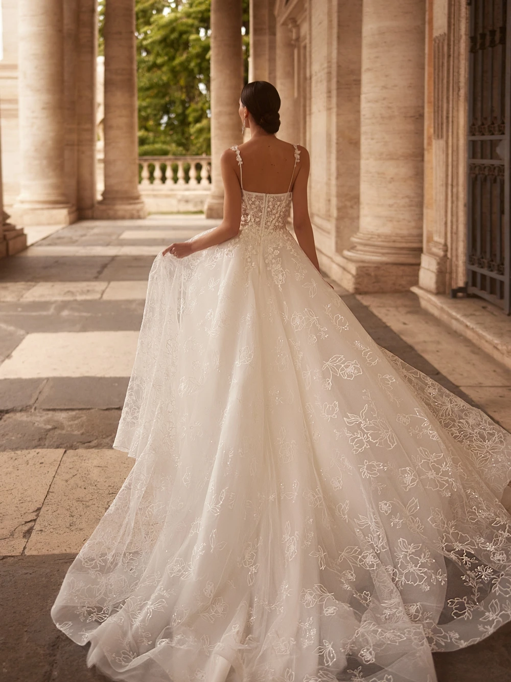 Vestido De novia clásico con Apliques De encaje, elegante vestido De novia con tirantes finos, línea A romántica, vestido De novia largo