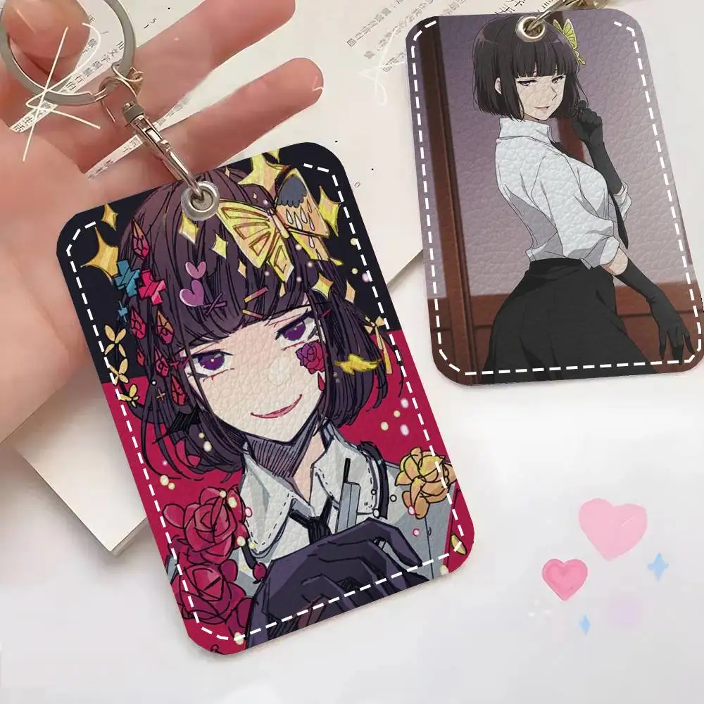 Akiko Yosano Anime B-Bungou Stray Dogs Card Case Keychain Access Card Bag Key Tag Ring Leather Card Holder Key Ring Access
