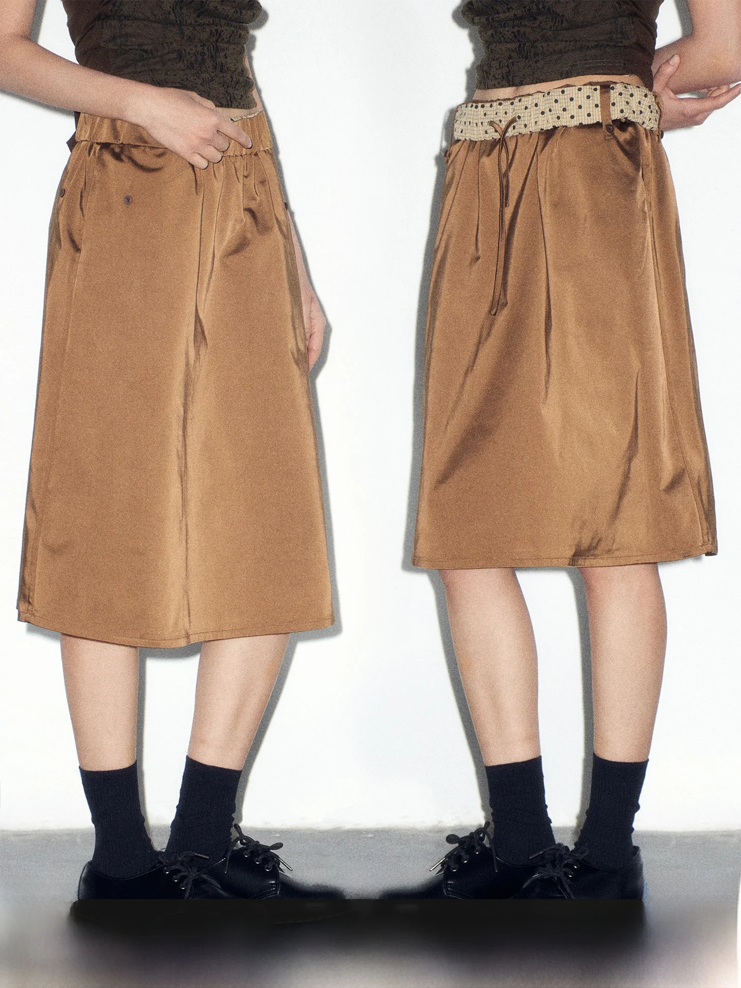 

iny Polka Dot f Skirt with Folded Hemline Stand Fit A-Line Silhouette Polyester Fabric Urban Commuting Par Travel Date