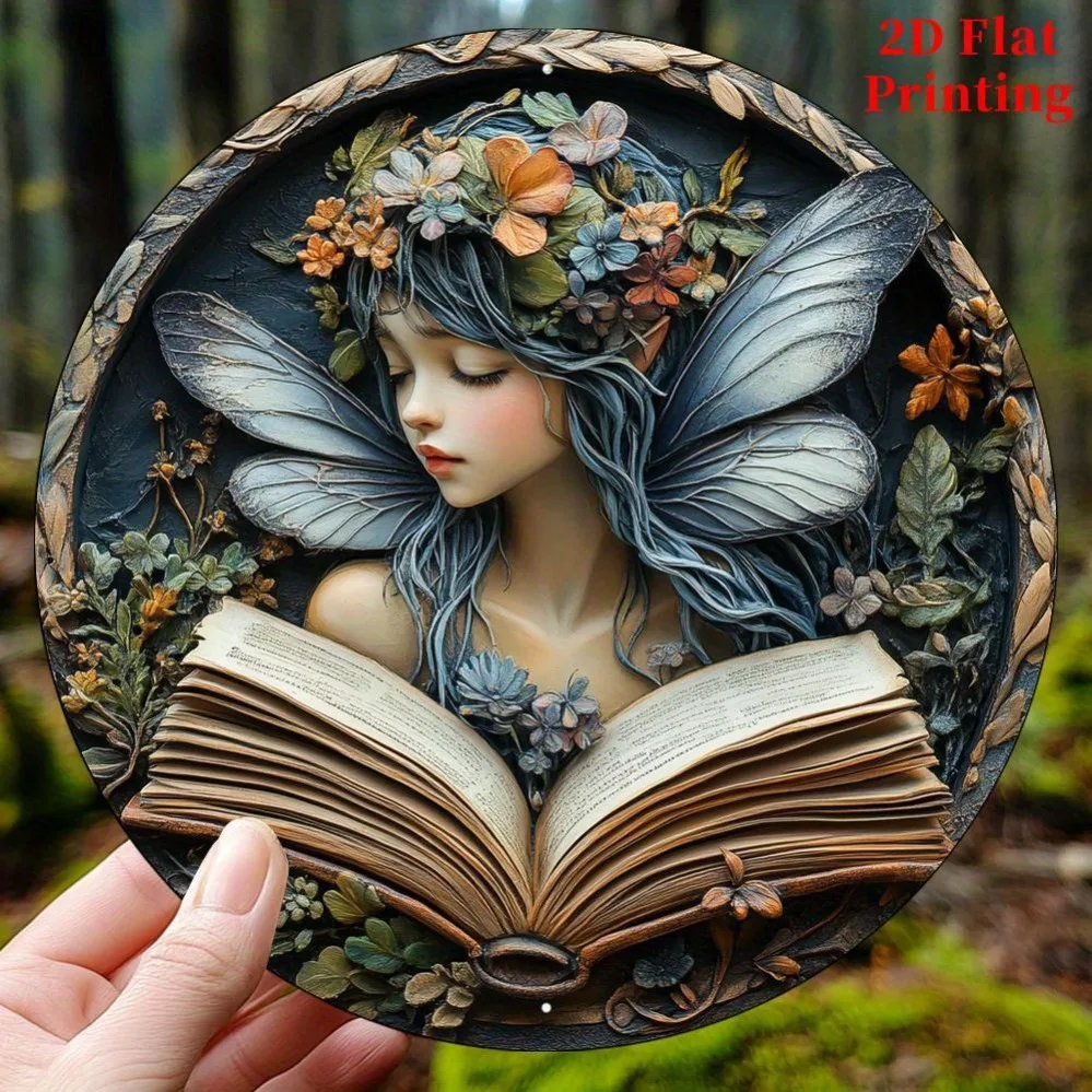Enchanted Book with Flower Crown Fairy, Perfect for Home, Office, or Garden Decor,Garden Wall Decor|Whimsical Design|