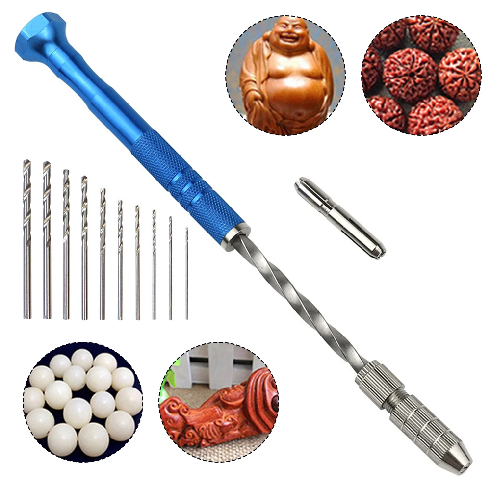 Blue Extended Semi-automatic 0.8-3mm Hand -Twist Drill Amber Plastic Circuit Board Drilling Tool -Twist Drill Set Hand Tools