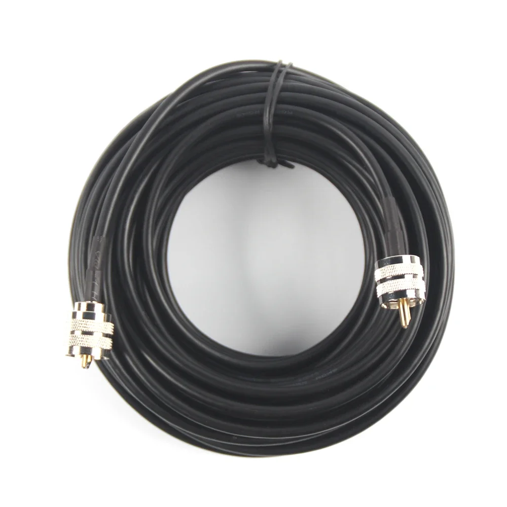 Gtwoilt 50 Ft RG58 Coax Coaxial UHF PL-259 Konektor Amatir Ham CB Kabel Antena Radio