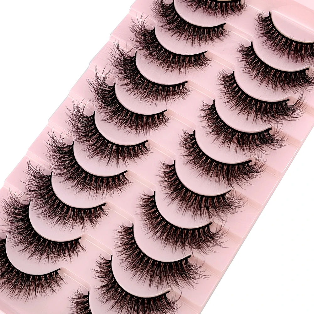 新しい 10 ペア 3D フェイクミンクつけまつげナチュラルロングメイク 3d ミンクふわふわナチュラルアイまつげエクステンション