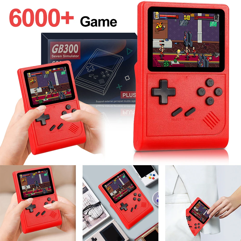 GB300 TV Retro Video Game Console Built-in 8G 3.0 Inch Screen Handheld Game Players 6000+ Games AV Output 800mAh for Kids Adults