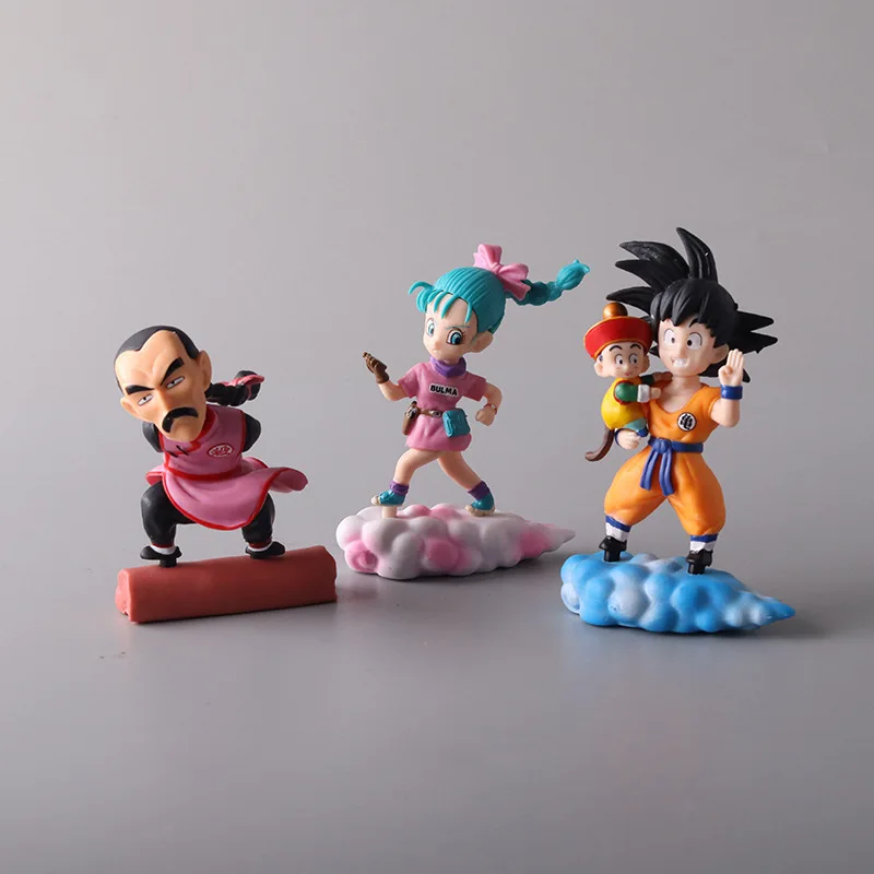 7Pcs/Set Dragon Ball Son Goku Bulma Kame Sennin Tao Pai Pai Figure Somersault Clouds PVC Action Model Charm Ornament Kids Toys