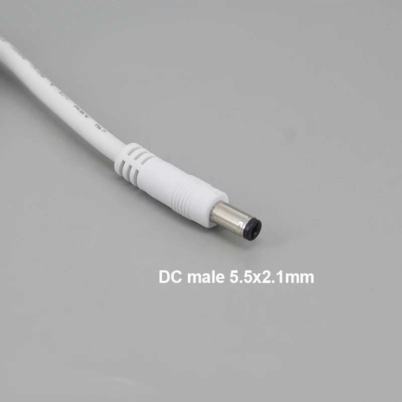 5.5x2.1mm Male to Male Plug Power Supply white 1m 18awg 7A DC Connector extension Cable Copper Wire For CCTV Camera