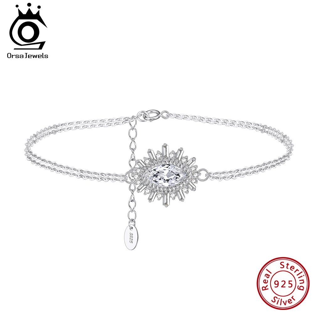 

ORSA JEWELS Стерлингового Серебра 925, сверкающий кубический циркон, турецкие браслеты от сглаза, женский повседневный браслет для вечеринки, подарок на день рождения SB146