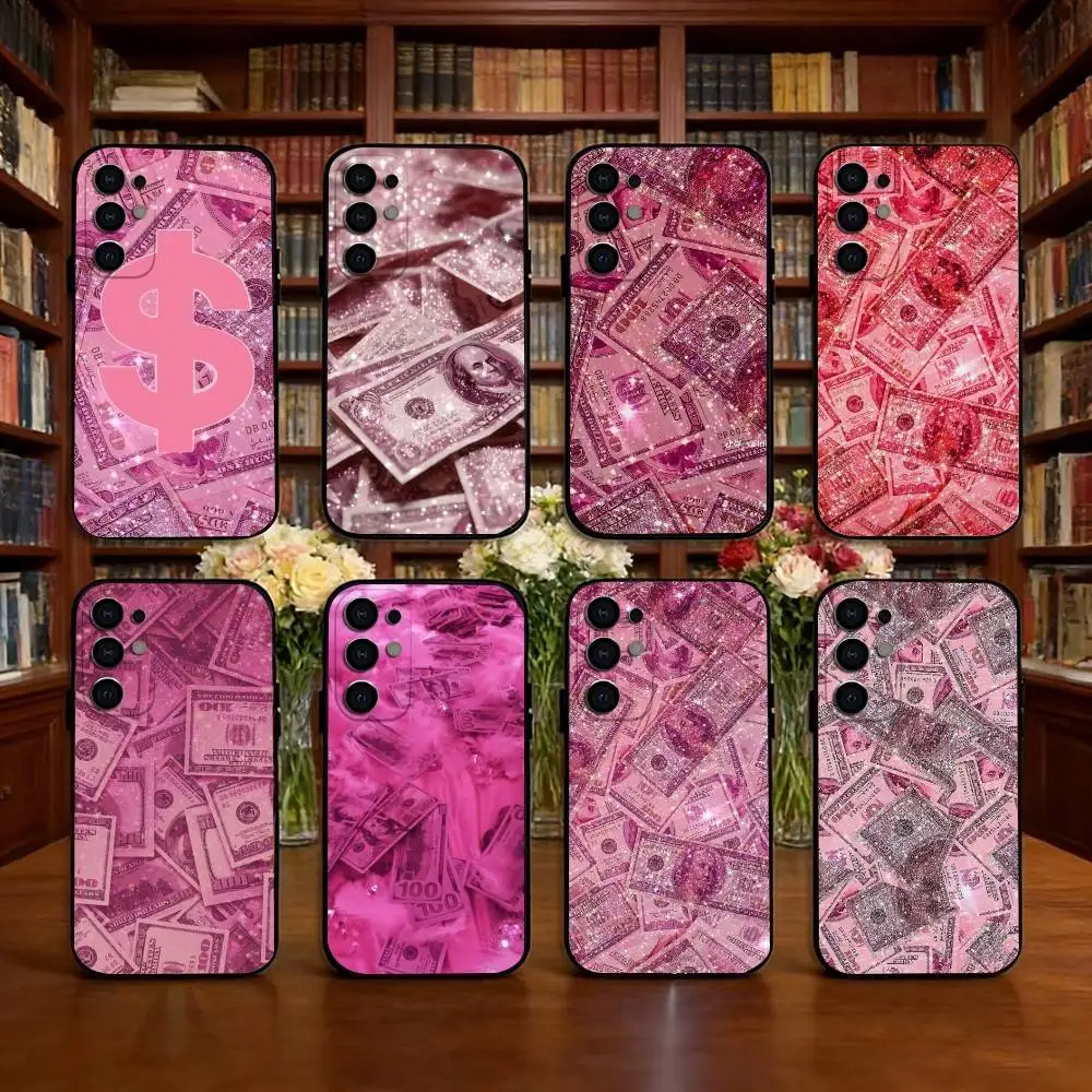 Cool pink money pattern for girls Phone Case Black Silicone Soft For Samsung S25,S24,S21,S22,S23,S30,Ultra,S20,Plus,Fe,Lite