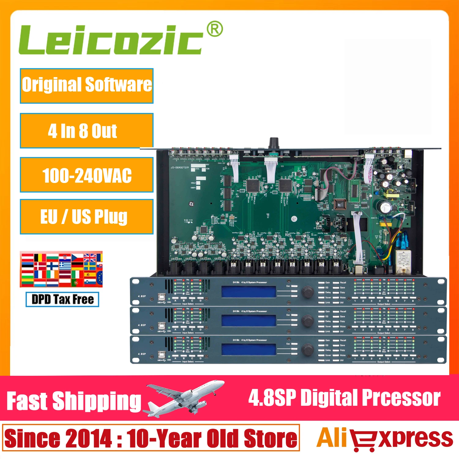Leicozic Professional Digital Processor 4In 8Out 4.8SP DSP Speaker Management pro Audio Stage Equipment