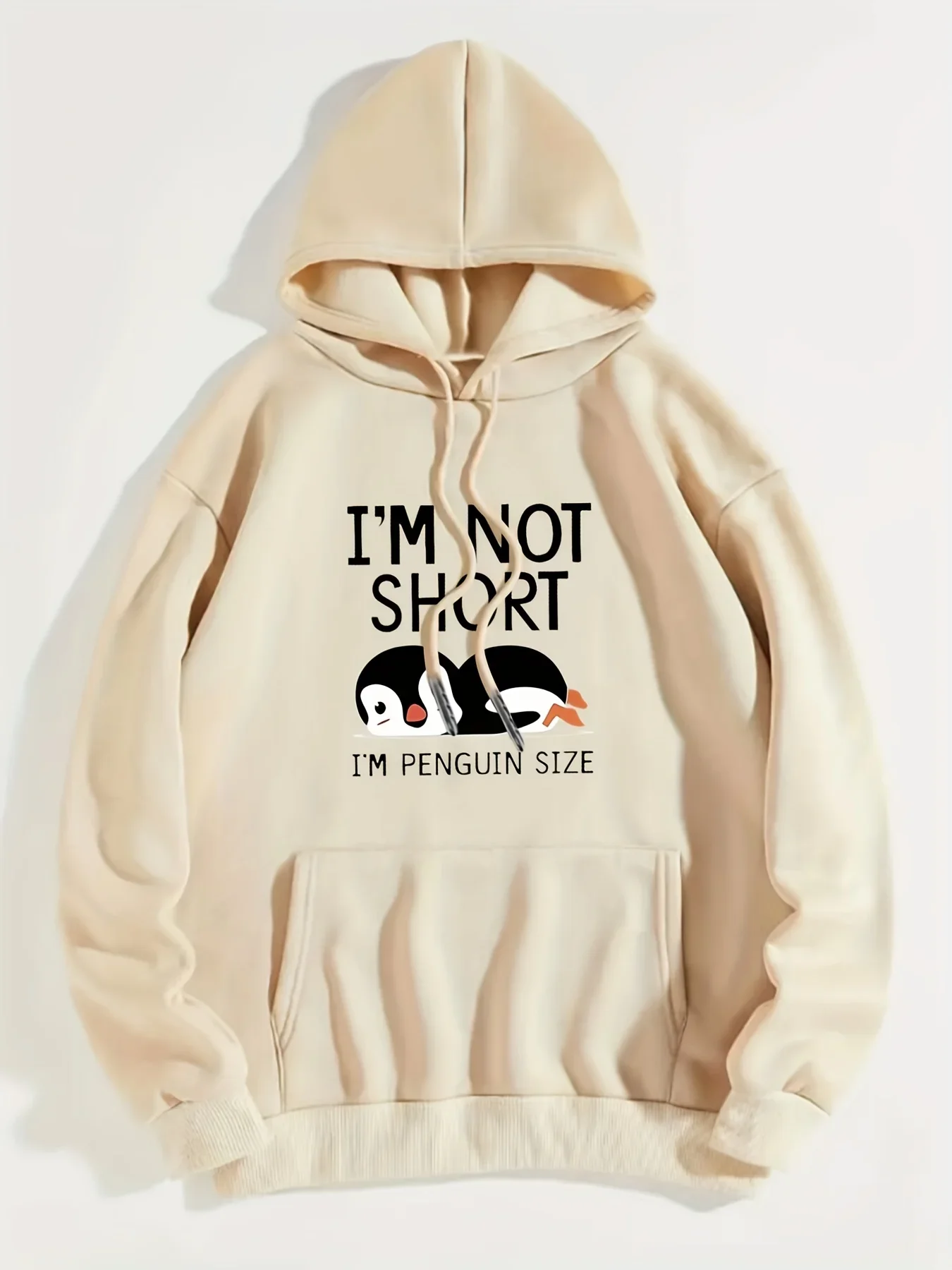 

I'M Not Short ,I'M Penguin Size Funny Printing Women Hooded Fashion Cute Hoodies Basic Casual Hoody Fleece Warm O-Neck Clothes