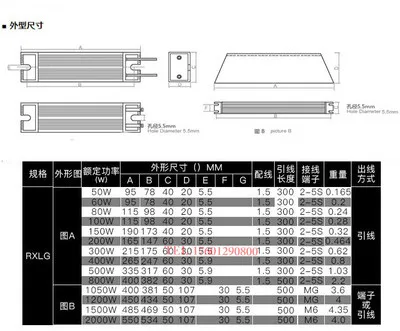 1Pc RXLG Aluminum shell resistor,Trapezoidal resistor,for brake,inverter,Elevator electricity,60w 80w 100w 150w 200w