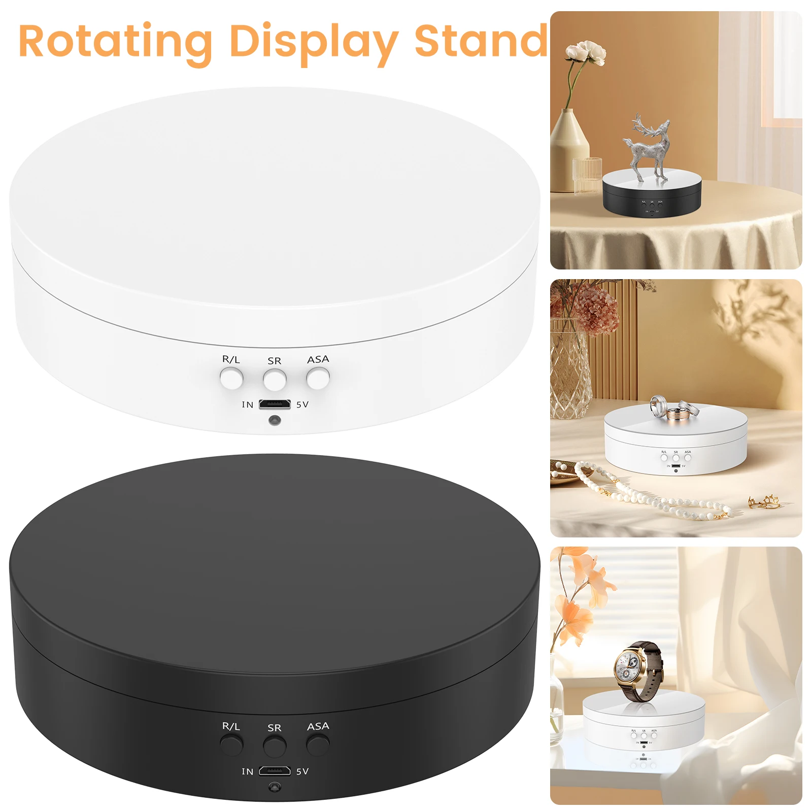 Rotating Display Stand 360° Rotation Electric Rotating Turntable Speed and Direction Adjustable Turntable Display Stand 5.4in