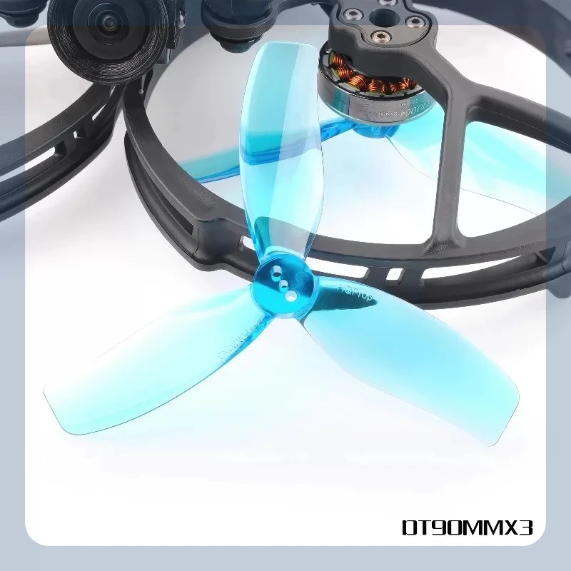 مراوح HQProp 3.5 بوصة 3 شفرات T90 DT90mm × 3 أزرق رمادي لطائرات السباق بدون طيار Bee35 C35 FPV طائرة مزودة بجهاز للتحكم عن بُعد حرة للمبتدئين لعبة هدايا