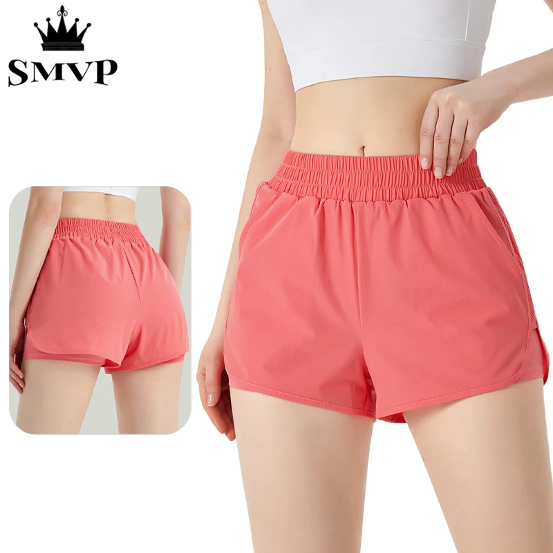 

Fake two-piece sports shorts for women, breathable, loose lining, anti-glare, high waist, quick-drying