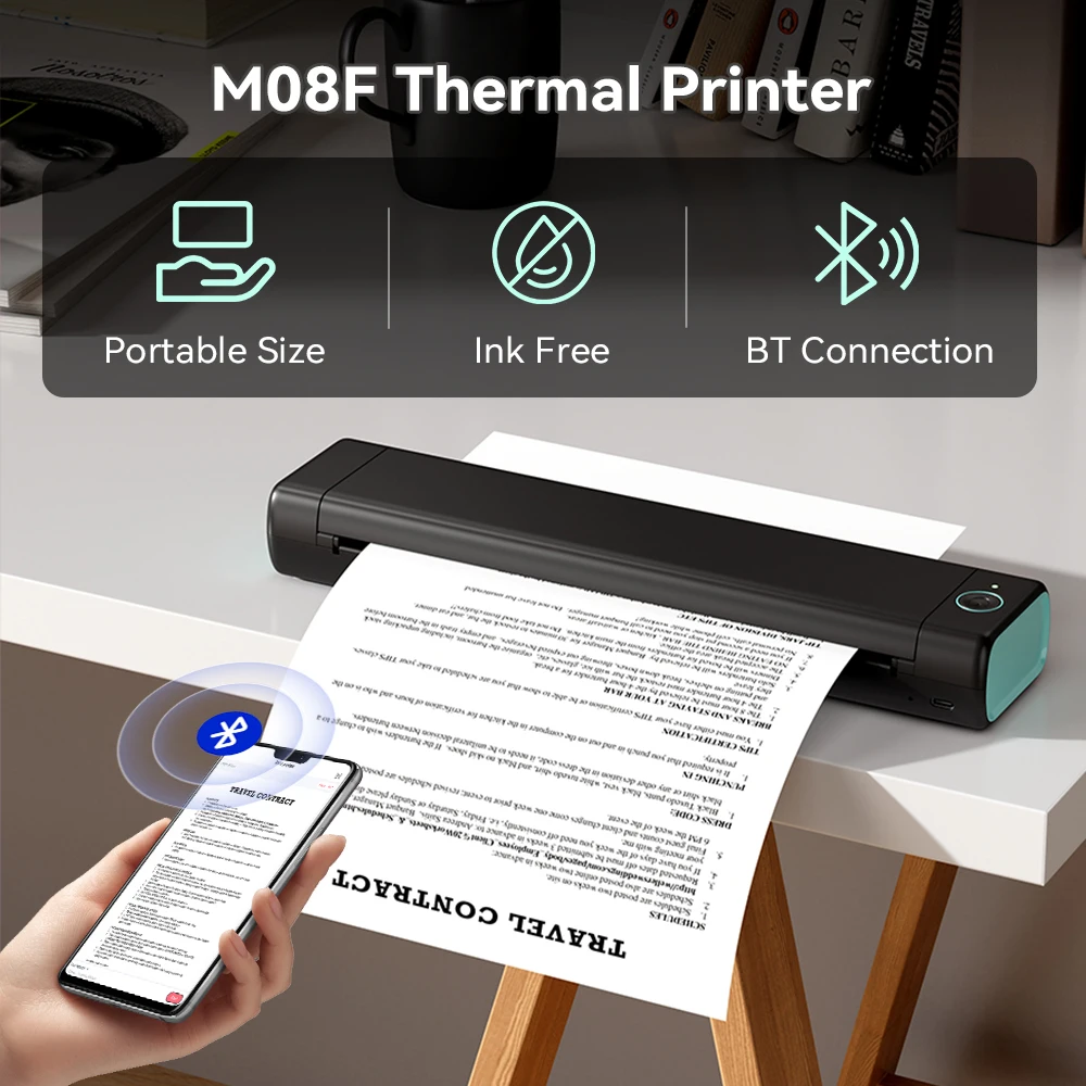 Phomemo M08F A4 Thermal Printer Portable Wireless Bluetooth Printer for Tattoo Stencils Compatible with Phone PC