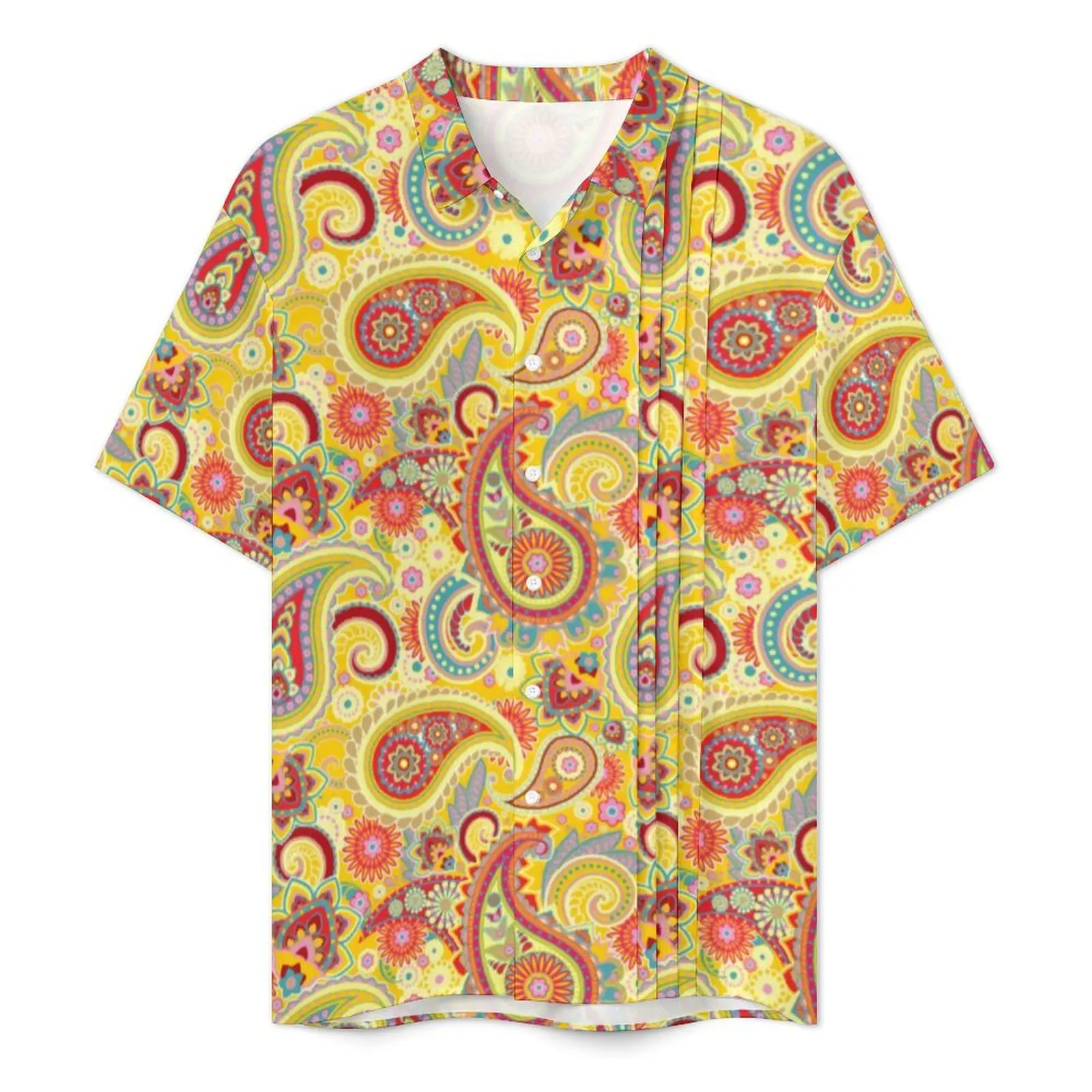 Trippy Hippie Print Beach Shirt Male Vintage Paisley Elegant Casual Shirts Hawaiian Short Sleeves Comfortable Plus Size Blouses