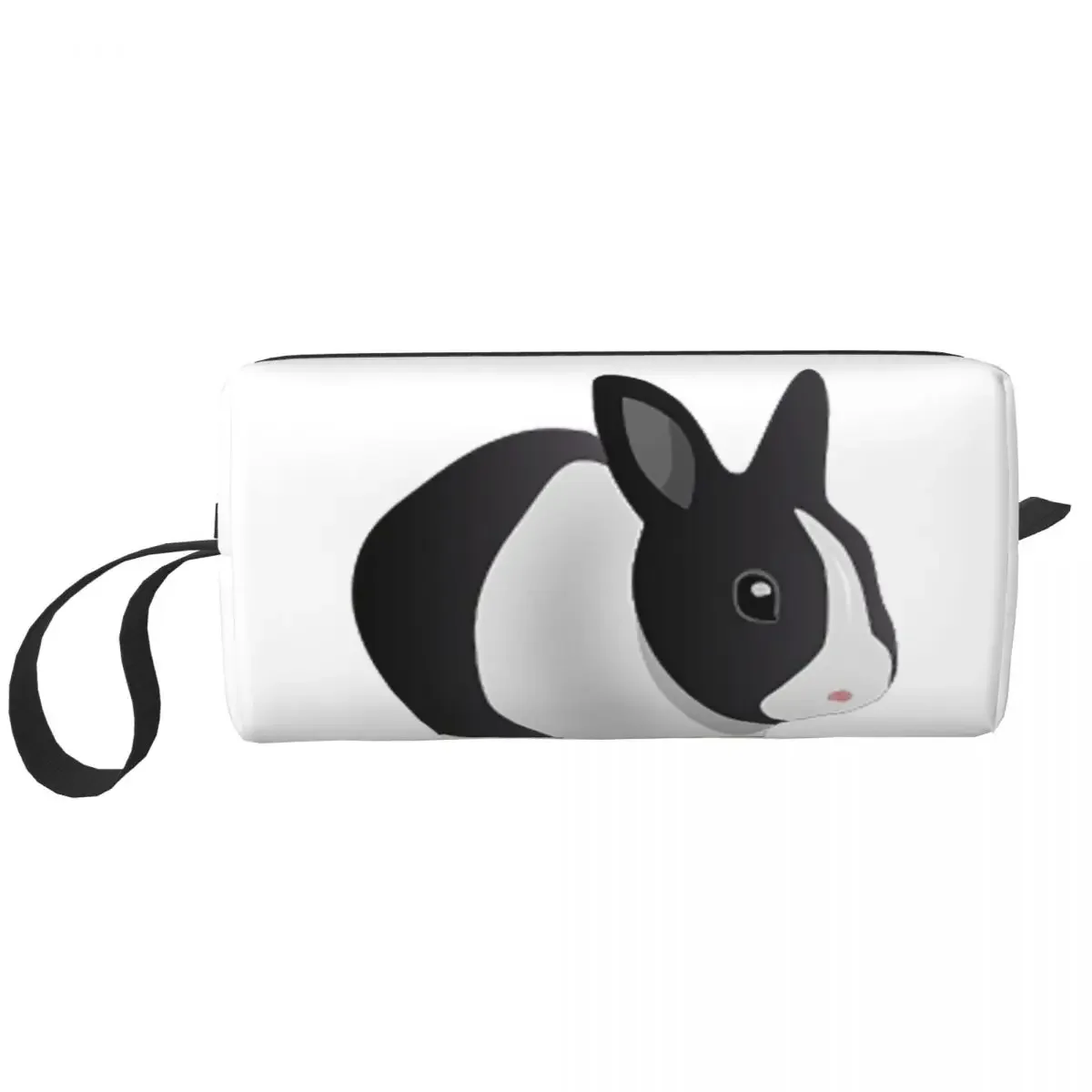 

Dutch Black And White Rabbit Makeup Bag Cosmetic Organizer Storage Dopp Kit Toiletry Cosmetic Bag for Women Beauty Pencil Case