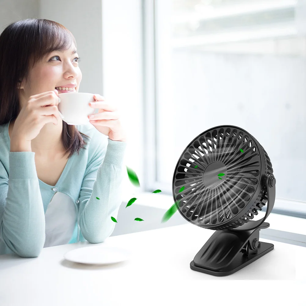 مشبك محمول على مروحة 3 سرعات لعربة الأطفال مروحة 360 درجة تدوير مروحة طاولة صغيرة مروحة سطح المكتب للمنزل والمكتب والسفر في الهواء الطلق