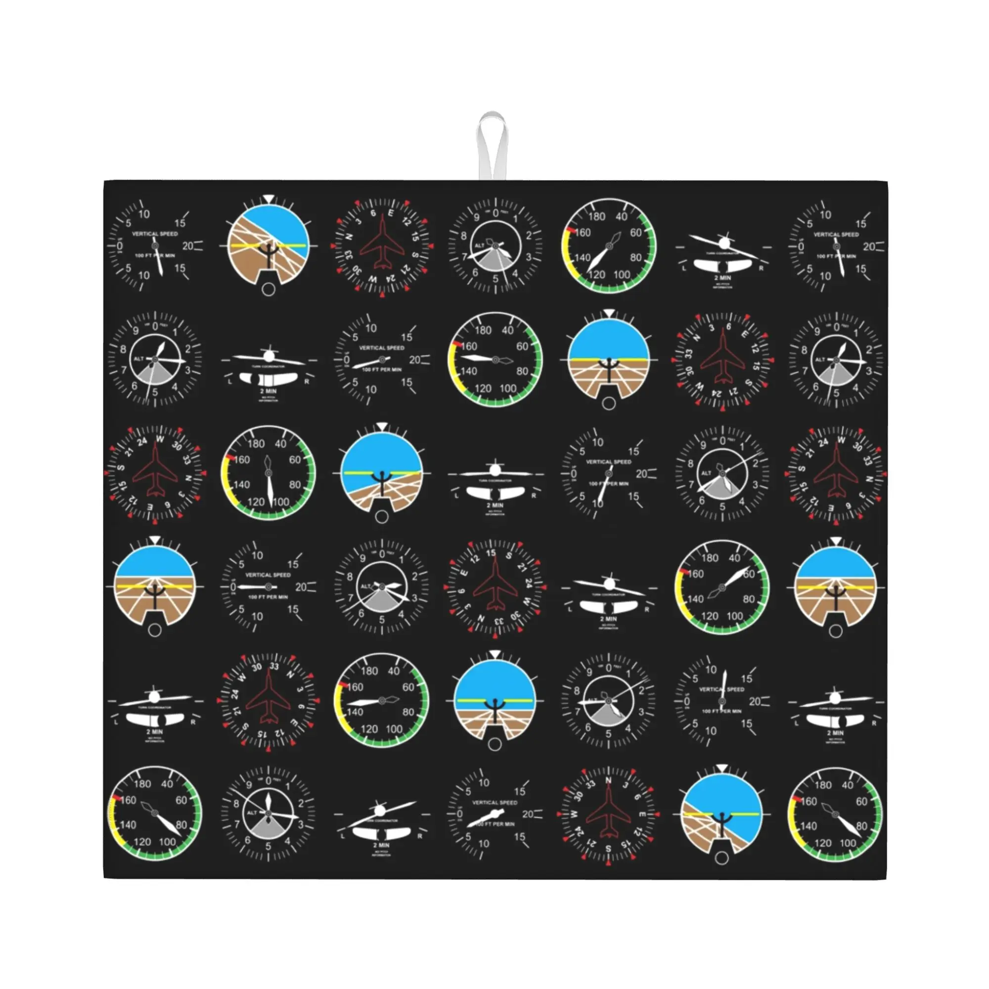 Aviation Airplane Flight Instruments Drying Mat For Kitchen Waterproof Aircraft Pilot Aviator Plane Countertop Protector Mat