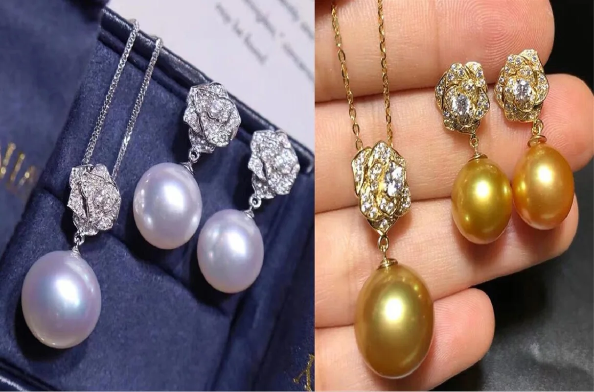 High end AAA 9-10mm 10-11mm 11-12mm 12-13mm Japanese akoya bread white pearl earrings-925s