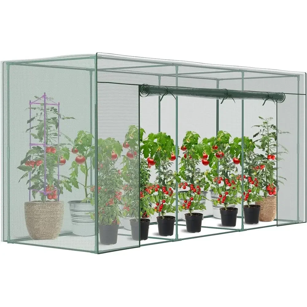 

Укрытие для садовых растений 11.8x4x6 футов с дверцей на молнии, защитный тент для приподнятых грядок, ветроустойчивая уличная клетка для растений