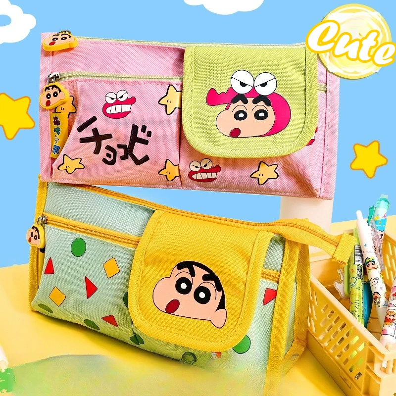 Anime Shin-chan Anime Stationery Pouch Large-Capacity Pencil Case for Elementary and Middle School Students Stain-Resistant