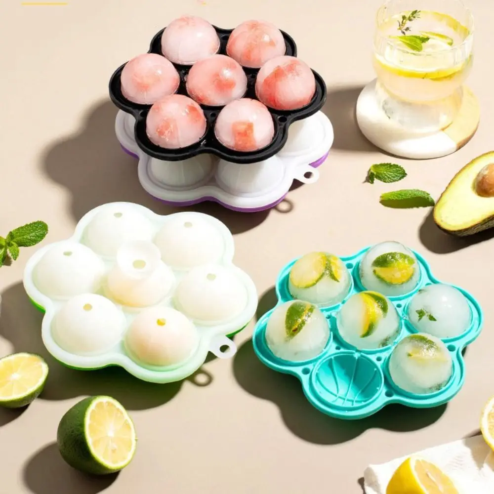 

Easy Clean Silicone Ice Hockey Mold Seven Hole Non-stick Ice Cube Mold Circular Ball Ice Maker Home