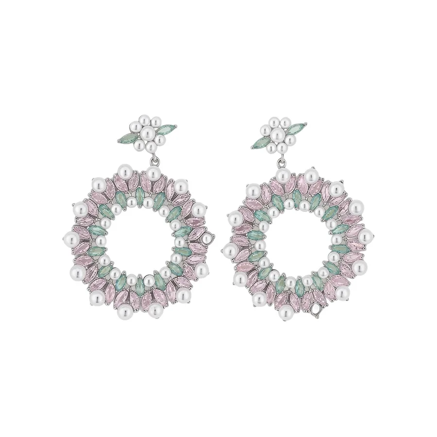 

Light Luxury Exaggerated Hollow Round Geometric Stud Earrings Inlaid Cubic Zirconia S925 Silver Pin Women Shiny Party Jewelry