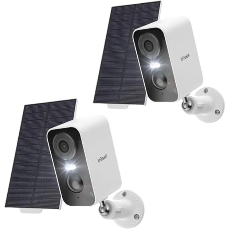 

Outdoor solar security cameras, 2-pack wireless 2K WiFi battery system with 3MP color night vision, PIR motion detection, AI re