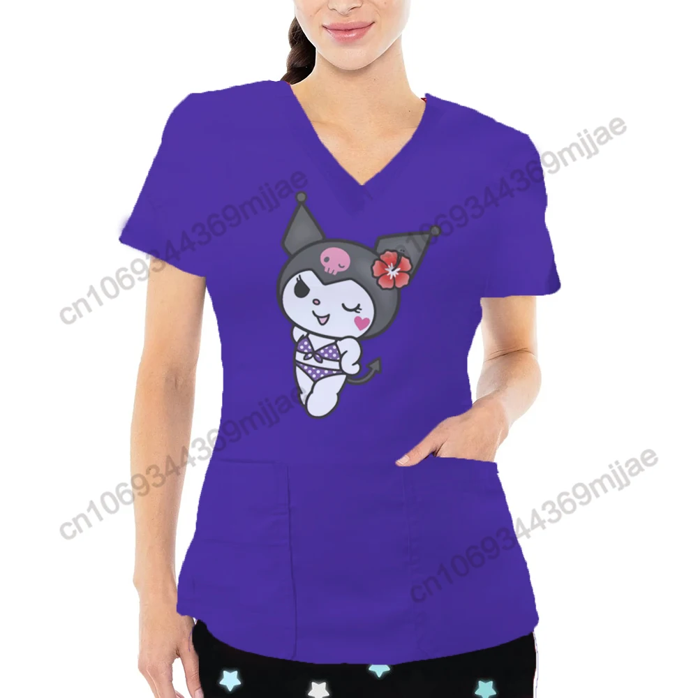 

Disney Women's T-shirts for Women Summer 2023 V-neck Y 2k Top Nurse Uniform Graphic Tees Pocket Traf 2023 Woman Tshirt Yk2 Kpop