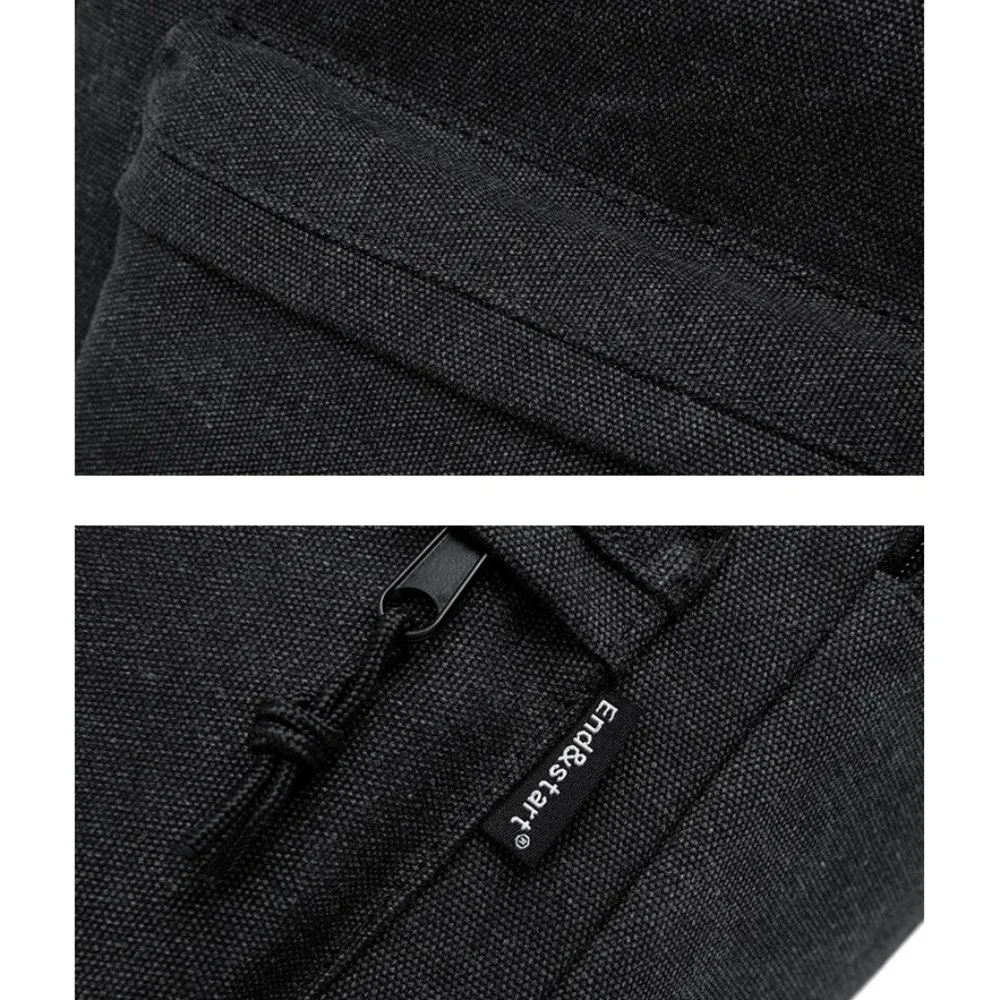 Unisex Black Canvas Backpack Large Capacity Multi-Compartment Students School Bag Laptop Backpack Daily Commute
