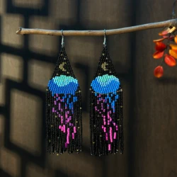 Gothic style jellyfish bead tassel earrings Christmas gift Valentine's Day gift
