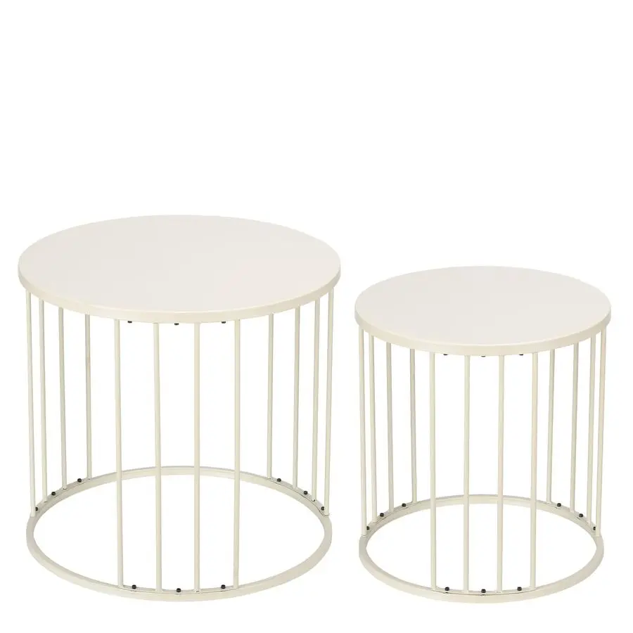 

Outdoor Side Table Set of 2, Metal Circle Accent End Tables for Balcony Backyard Garden Indoor Living Room, Durable Nesting Cof