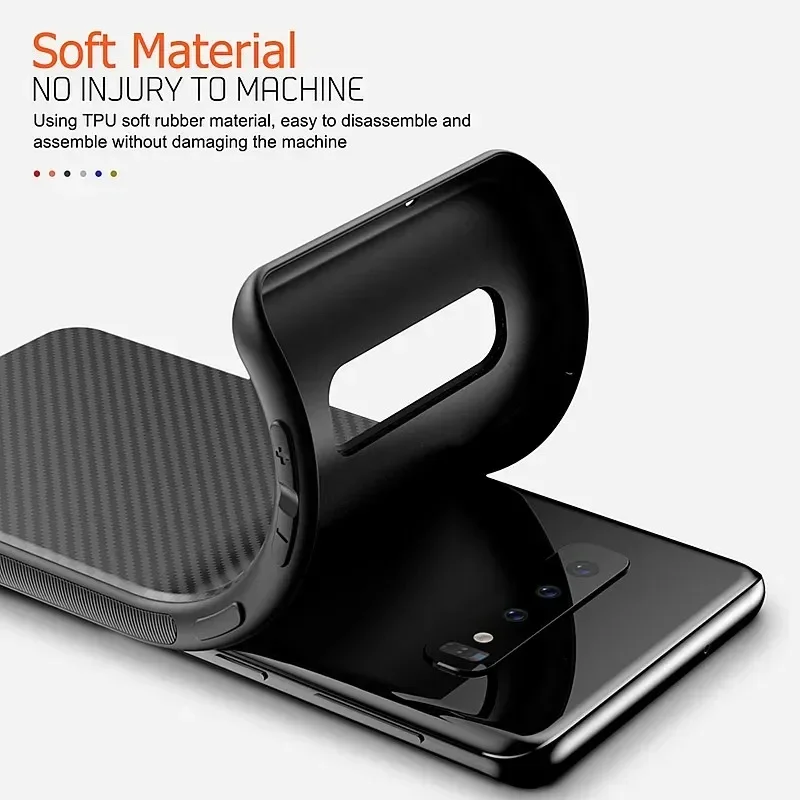 S24 S25 Ultra Carbon Fiber Case For Samsung Galaxy S25 Edge S24 S23 S22 S21 S20 FE Note 20 Ultra 10 S10 Plus Silicone Case Cover