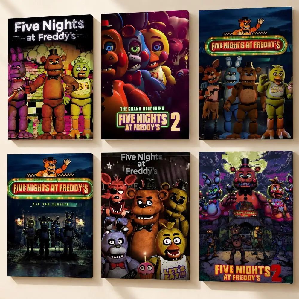 Fnaf Five-nights-At-Freddys Classic Poster Framed Canvas Wall Art Gallery Wrapped Ready To Hang Living Room Bedroom Home Decor