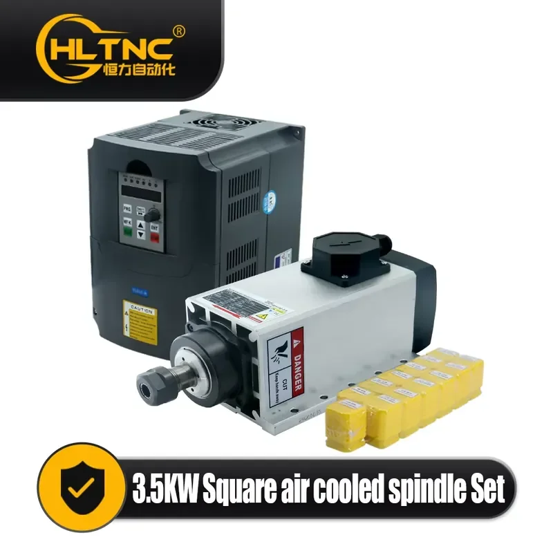 HLTNC High Performance CNC Machine Air-cooled 220V 380V ER25 3.5KW Automatic Engraving Spindle With 4KW 220V Matching VFD
