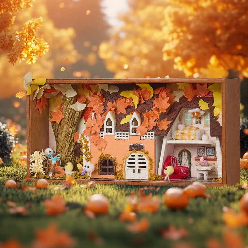 Diy kits de construção em miniatura de madeira mini caixa estações secretas casas de boneca com móveis casas de bonecas para amigos presentes de aniversário